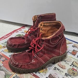 MAG Footwear Red Suede Lace-Up Boots